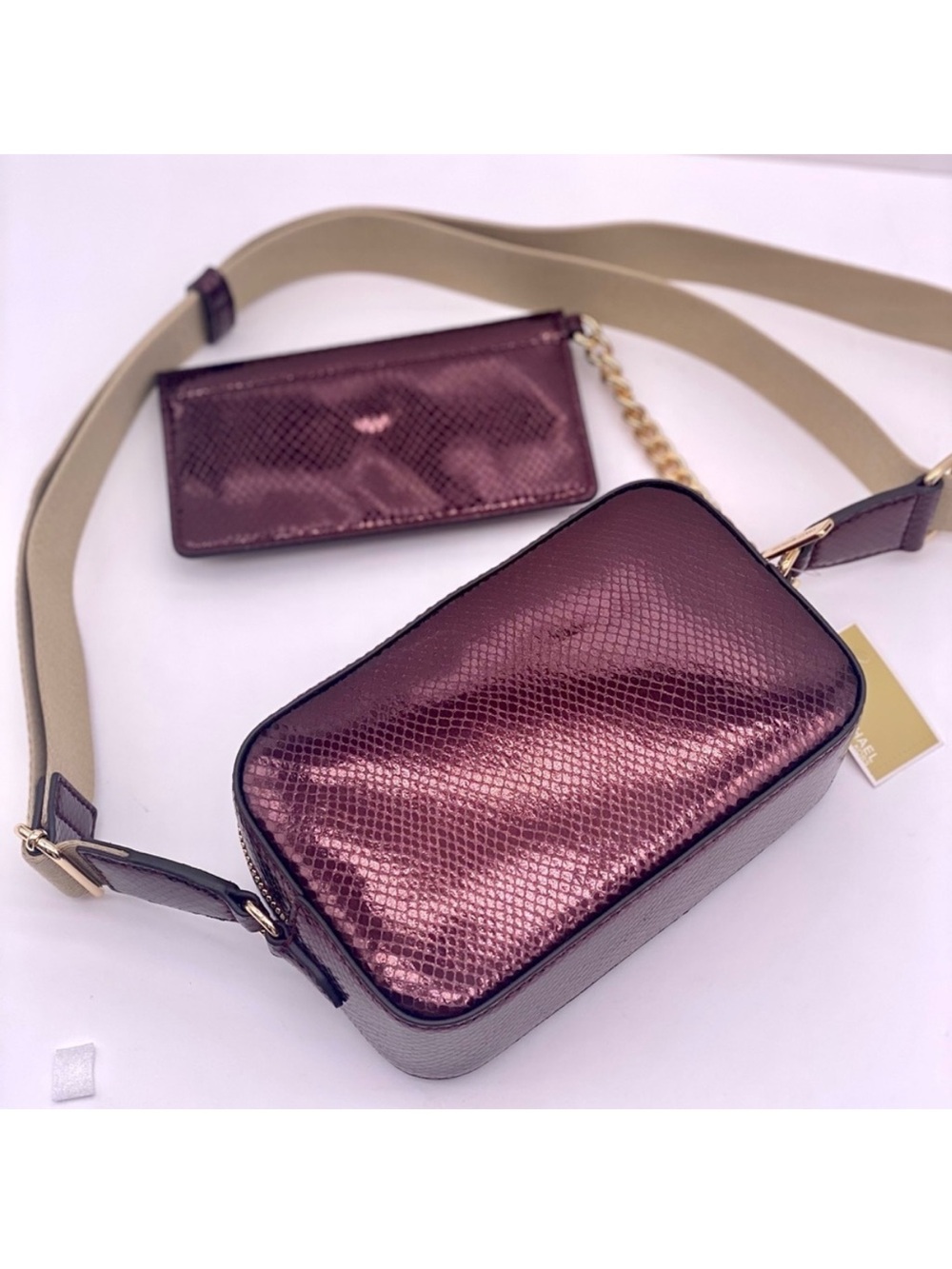 Michael Kors Maisie 2-in-1 Camera Crossbody - Oxblood Embossed Leather - Picture 8 of 10